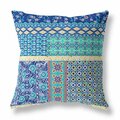 Homeroots 18 in. Patch Indoor & Outdoor Zippered Throw Pillow Navy Blue & Yellow 411001